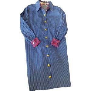 Women's Tracey Negoshian Blue White Striped Patterned‎ Cuffs Dress size XS